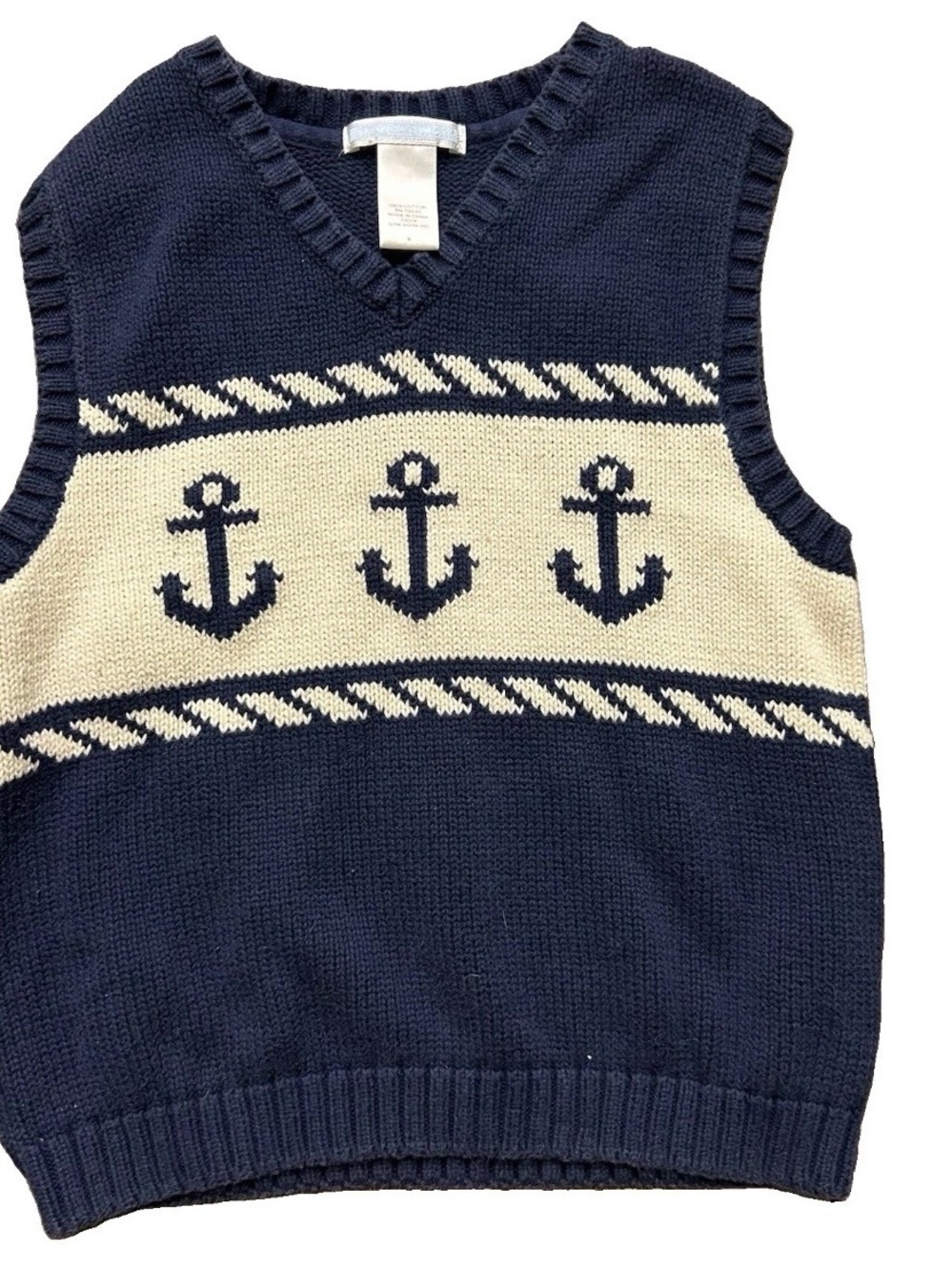 Toddler Boy Janie & Jack Navy Blue Sweater Vest Anchors Size 5